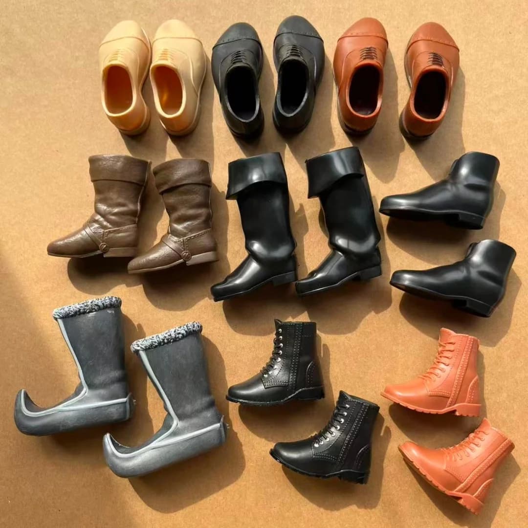 Male Doll Fashion Boots - Black Brown Gray DIY Accessory Shoes Decorative Parts for Collectible Figures