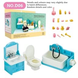 1:12 Dollhouse Miniature Furniture Set Mini Fridge Stove Sink Toilet Washing Machine Dining Table Chair Pretend Play Accessory