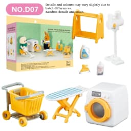 1:12 Dollhouse Miniature Furniture Set Mini Fridge Stove Sink Toilet Washing Machine Dining Table Chair Pretend Play Accessory