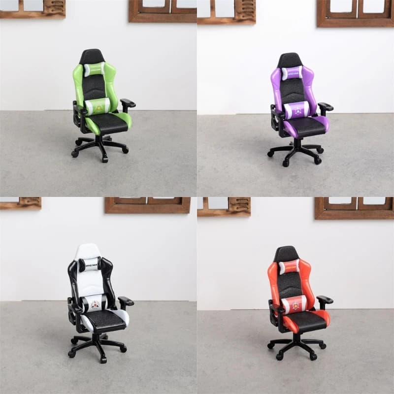 1:12 Miniature Gaming Chair Model, Plastic Display with Rotating Base for Pretend Play and Tabletop Photo Setup 15UB