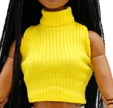 30cm Supermodel Doll Clothes Spicy Girl Style Sleeveless Knit Sweater Shiny Leather Pants High-Neck Stripes Tops For 1/6 FR Doll
