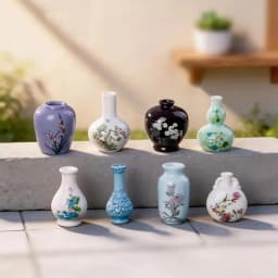8Pcs Mini Vase Resin Figurine Imitation Porcelain Bottle Creative Micro Landscape Ornament DIY Home Desktop Decor Accessories