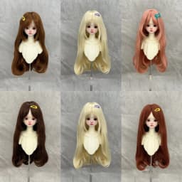 BJD/SD Doll Wig Inner Button Bangs Soft Silk Long Hair Wig Cover 3/4/6 Points for DIY 2D Doll Girl Diy Makeup Accessories
