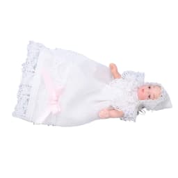 Mini Ceramic Baby Doll 1/12 Movable Bendable Miniature Baby Doll Model with Dress for Dollhouse Accessories