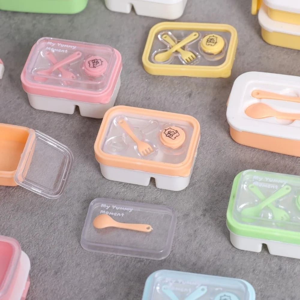 1:6 Doll House Dccessories Dollhouse Lunch Box Set Kitchen Props Cartoon Simulated Dinner Box Miniature Bento Box Model