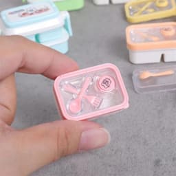 1:6 Doll House Dccessories Dollhouse Lunch Box Set Kitchen Props Cartoon Simulated Dinner Box Miniature Bento Box Model