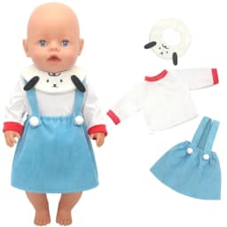 17 Inch Baby Doll Boy Outfit Green T-shirt Overalls for 43cm 18 Inch Doll Clothes Rompers