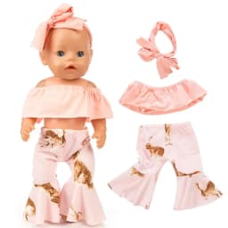 17 Inch Baby Doll Boy Outfit Green T-shirt Overalls for 43cm 18 Inch Doll Clothes Rompers