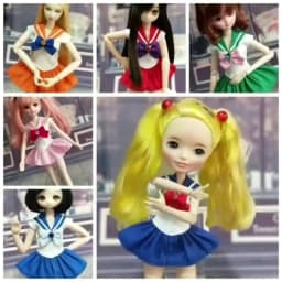 Handmade 1PCS Fashion Blyth School Uniform Exquisite Bowknot Sailor Suit Skirt for OB24 Azone Dolls Accessories