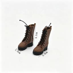 1/12 Doll High Ankle Boots 1 Pair Lace Up Side Zipper Thick Sole Mini Shoes for Doll Hobbyist DIY Dress Up