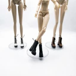 1/12 Doll High Ankle Boots 1 Pair Lace Up Side Zipper Thick Sole Mini Shoes for Doll Hobbyist DIY Dress Up