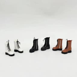 1/12 Doll High Ankle Boots 1 Pair Lace Up Side Zipper Thick Sole Mini Shoes for Doll Hobbyist DIY Dress Up