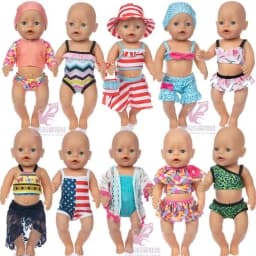 Baby Doll Summer Clothes for 43cm Born Baby Doll Swim Clothes 18 Inch Doll Bikini