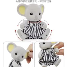 Mini Flocked Animal Family Doll Set Dressed Rabbit Cat Panda Koala Mouse Figures Dollhouse Accessory Pretend Play Collection Toy
