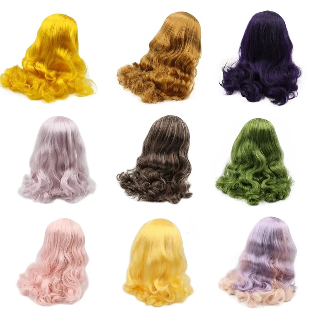DBS blyth doll icy wig rbl scalp and dome pink hair pale purple yellow hair green wig for DIY custom doll anime toy