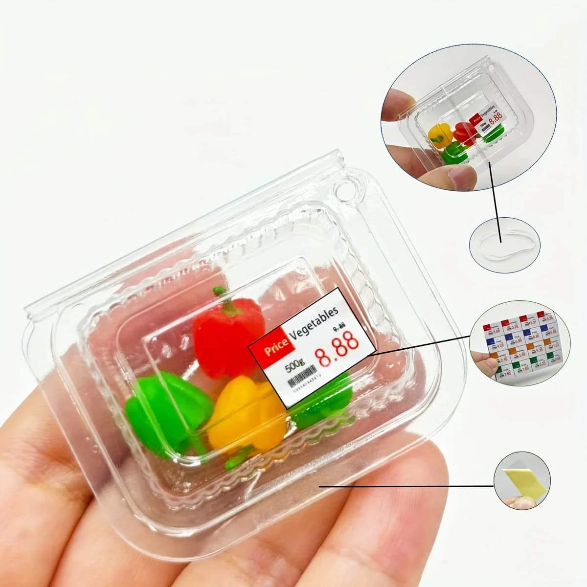 Mini Dollhouse Fruit & Vegetable Bento Box, Kitchen Shop Scene Accessory, Holiday Collectible Gift