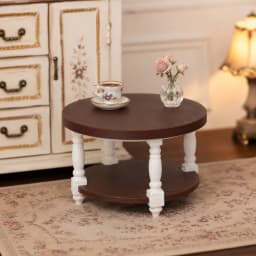 Dollhouse Furniture, Miniature Furniture, Dollhouse Miniature Models, 1:12 Scale 3D Printed American Country-Style Vintage Double-Layered Small Coffee Table, Pla Material, Not Made of Wood. The Double-Layer Structure Combines Display and Storage Functions, Making It Suitable for Decorating Scenes Such as Dollhouse Living Rooms and Leisure Areas, and Is Ideal for Displaying Mini Books, Tea Sets, Ornaments, and Decorative Items.