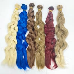 Factory Wholesales 25cm Long Curly BJD Doll Hair Rainbow Color Wavy Thick Doll Wigs