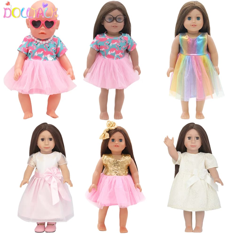 Doll Flamingo Summer Clothes 15 Styles Skirt Dress Accessories Fit 18 Inch American&43 Cm Baby New Born Doll Generation Gifts