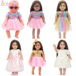 Doll Flamingo Summer Clothes 15 Styles Skirt Dress Accessories Fit 18 Inch American&43 Cm Baby New Born Doll Generation Gifts