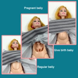 Pregnant Mom Big Belly Doll Educational Set Youngsters's Stroller Seat Toilet Doll and Accessories Set Birthday Christmas Gift