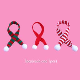 Length 15/23/30cm Mini Christmas Knitted Scarf DIY Craft Christmas Ornaments Decorative Doll Accessories 3Pcs/set