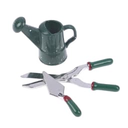 1: 12 Dollhouse mini model metal watering pot scissors shovel gardening tool set