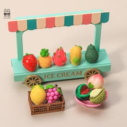 Mini Simulated Fruit Ornament Watermelon Avocado Grape Lemon Peach Micro Landscape Dollhouse Miniature Toy Car Decoration