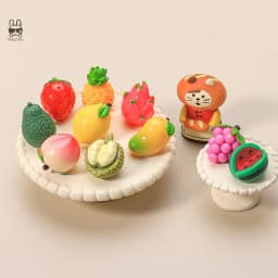 Mini Simulated Fruit Ornament Watermelon Avocado Grape Lemon Peach Micro Landscape Dollhouse Miniature Toy Car Decoration