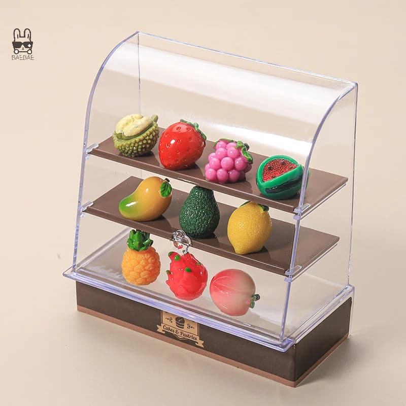 Mini Simulated Fruit Ornament Watermelon Avocado Grape Lemon Peach Micro Landscape Dollhouse Miniature Toy Car Decoration