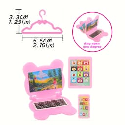 22pcs Set of 5.5-Inch Cute Doll Clothes and Accessories, 8pcs Skirt, 10 Hangers, 4pcs Mini Computer Headset Accessories Set