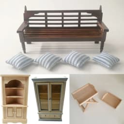 1/12 Dollhouse Miniature Wooden Bed Mini 8 Styles Chairs Model Toys Doll House Simulation Furniture Cabinet Bed Model