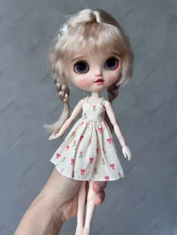 For Blythe Doll 30cm Doll Clothes Floral Patterned Strappy Slip Dress Sleeveless Spaghetti Strap Dress Beach Vacation