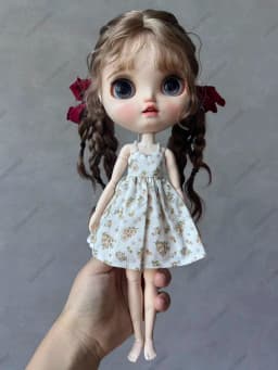 For Blythe Doll 30cm Doll Clothes Floral Patterned Strappy Slip Dress Sleeveless Spaghetti Strap Dress Beach Vacation
