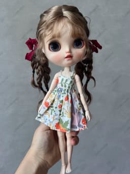 For Blythe Doll 30cm Doll Clothes Floral Patterned Strappy Slip Dress Sleeveless Spaghetti Strap Dress Beach Vacation