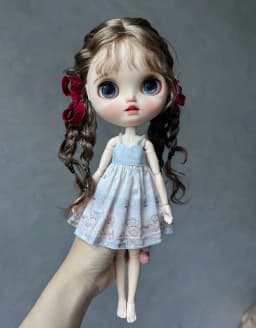 For Blythe Doll 30cm Doll Clothes Floral Patterned Strappy Slip Dress Sleeveless Spaghetti Strap Dress Beach Vacation