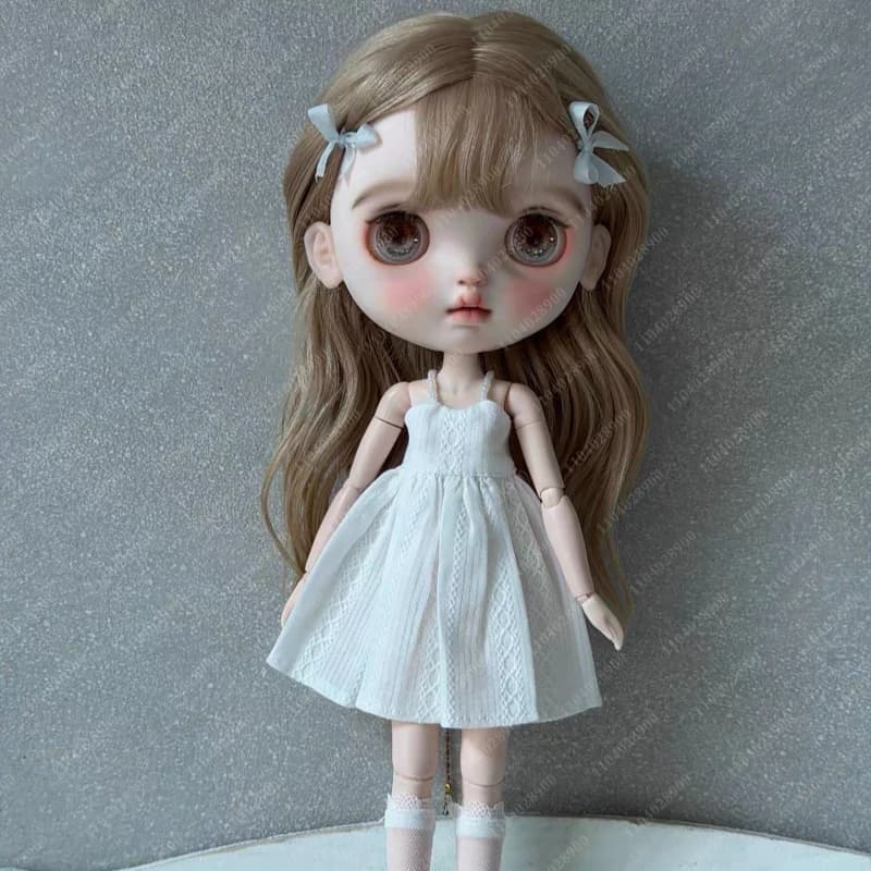 For Blythe Doll 30cm Doll Clothes Floral Patterned Strappy Slip Dress Sleeveless Spaghetti Strap Dress Beach Vacation