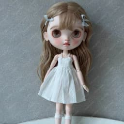 For Blythe Doll 30cm Doll Clothes Floral Patterned Strappy Slip Dress Sleeveless Spaghetti Strap Dress Beach Vacation
