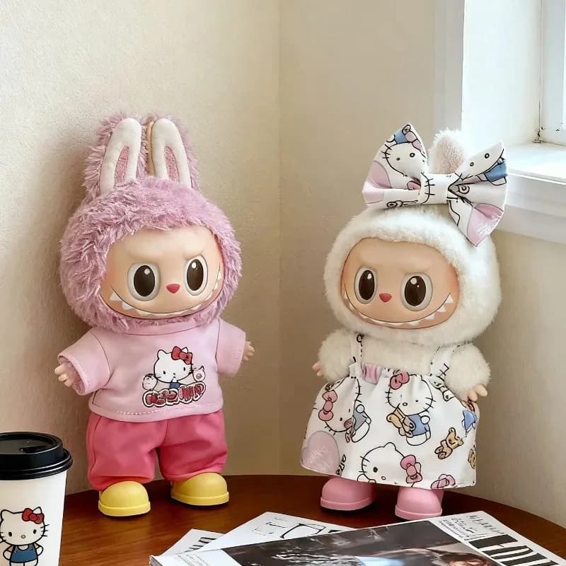 15 17cm For Labubu Doll Cartoon Hellokitty Outfit Clothes Magic Dark Style Kuromi Skirt Dress Cosplay Change Clothing Accessory