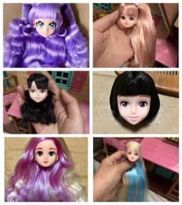 short long hair doll heads licca colorful hair girls boys doll head