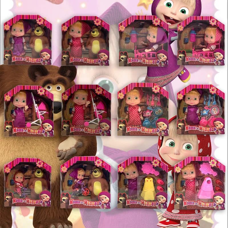 Masha and Bear Doll Accessories Vinyl Bear New 6.5-inch Vocal Birthday Gift for Children Vocal Birthday Gift for Children