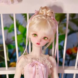 1/6, 1/4, 1/3 BJD Wig Mohair Awen Soft Doll hair bun Pink updo Single bun with bangs for 30-40-60cm SD DD Doll Wig Accessories
