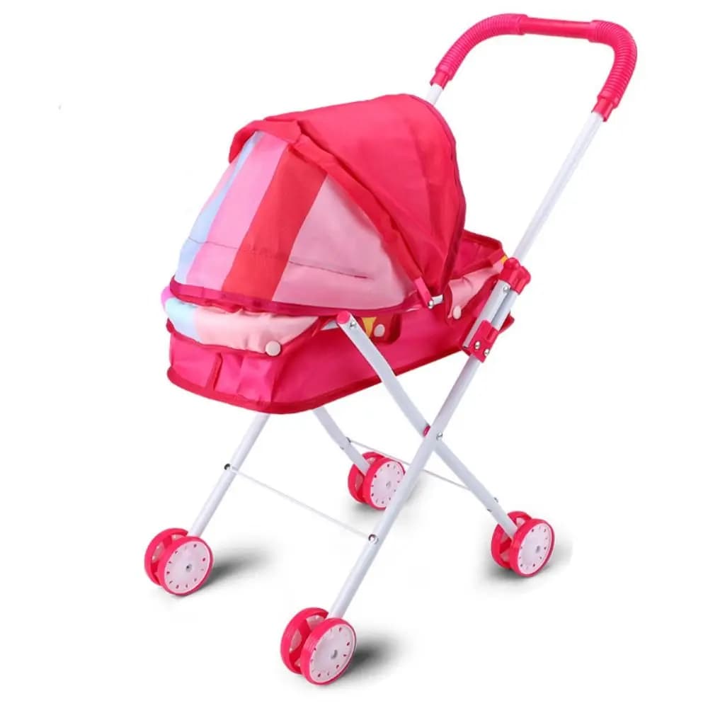 Trendy Plastic + Metal Dolls Pram Iron Support Frame Play Game Stroller Role Play Furniture Toy Little Girls Boys