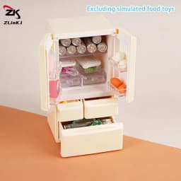(ZYDD01) 1Pcs 1/12 Dollhouse Mini Refrigerator Model White/Pink/Blue Miniature Food Play Kitchen Scene Pocket Furniture Toy