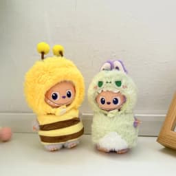 10cm Mini Labubu 4.0 Doll Clothes 4th-Gen Cute Bee & Dinosaur Baby Outfit Set Accessories for Mini Labubu