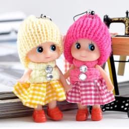 10 Pcs Kids Mini Doll Toys for Girls 8 Cm Cute Soft Plush Skirt Dolls Mobile Phone Pendant Handbag Decoration Random Color