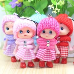 10 Pcs Kids Mini Doll Toys for Girls 8 Cm Cute Soft Plush Skirt Dolls Mobile Phone Pendant Handbag Decoration Random Color