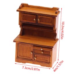 1Pc Vintage Miniature Furniture 1:12 Dollhouse Wood Table Multifunction Cabinet Bookcase Model Toy Cupboard Dolls Accessories