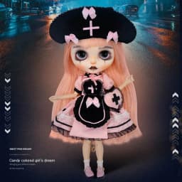 ICY DBS Blyth Doll Clothes Fashion Halloween Scary Black Pink Lolita Nurse Dress Set 19 Joints OB24 Doll Party Dress Up Clothes