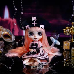 ICY DBS Blyth Doll Clothes Fashion Halloween Scary Black Pink Lolita Nurse Dress Set 19 Joints OB24 Doll Party Dress Up Clothes